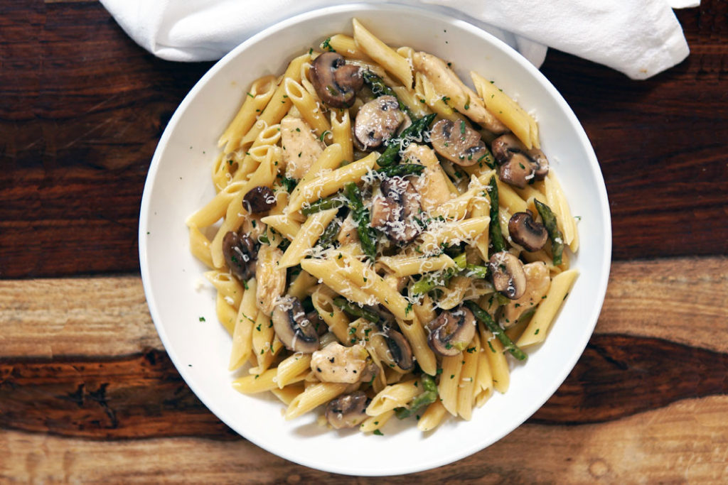 mushroom asparagus pasta with chicken inconsistent kitchen